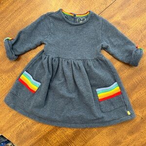 Little Bird Blue Sweatshirt Dress with Rainbow Pockets Toddler Girls 18-24 Mo.